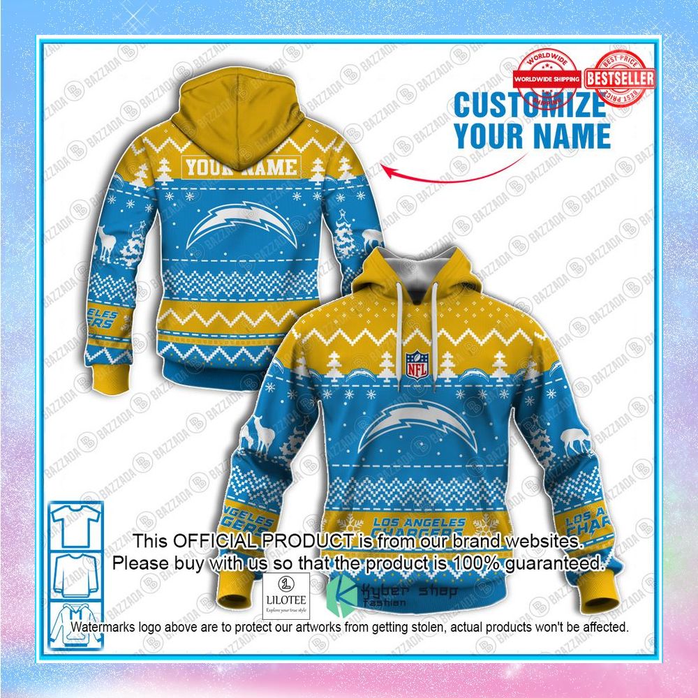 personalized xmas los angeles chargers shirt hoodie 1 280