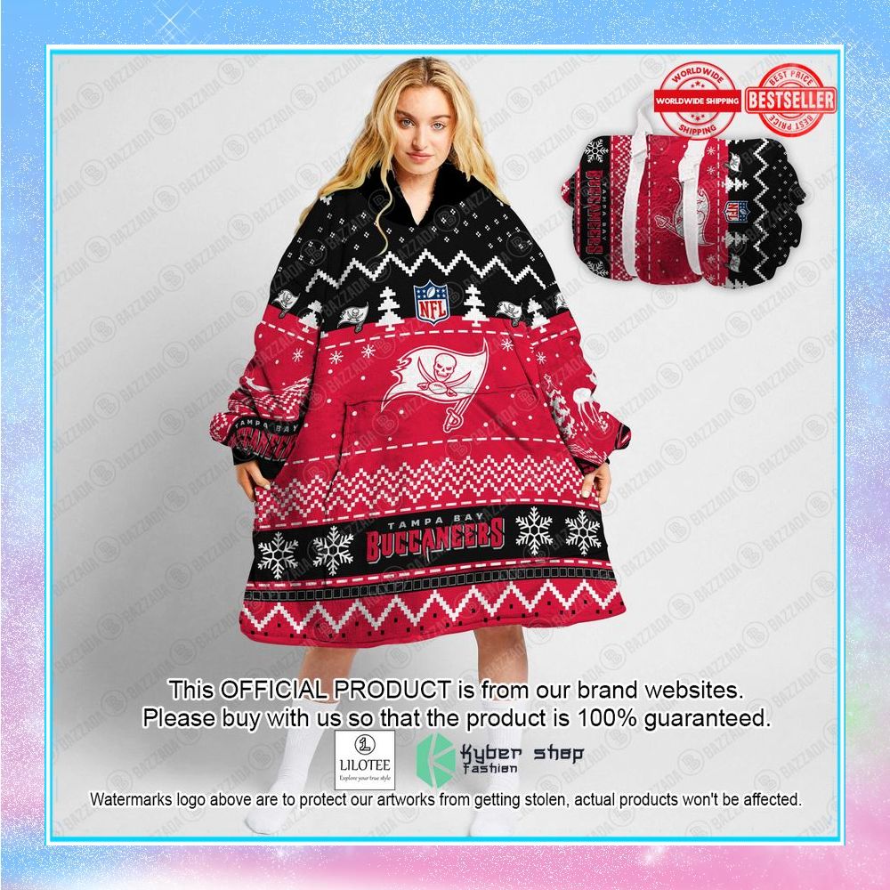 personalized xmas tampa bay buccaneers oodie blanket hoodie 1 243