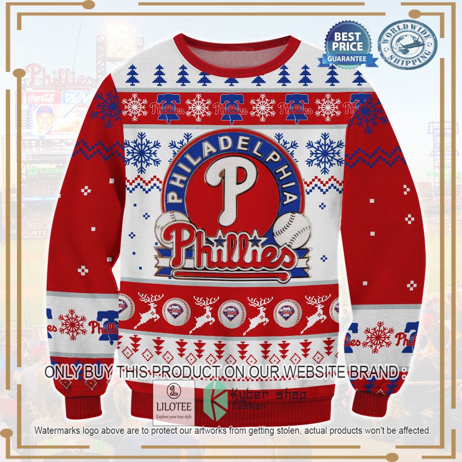philadelphia phillies red ugly christmas sweater 1 7685