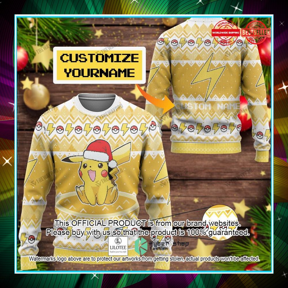 pikachu custom name christmas sweater 1 99