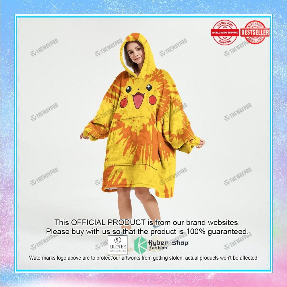Pikachu Tie Dye Face Oodie Blanket Hoodie 3 pikachu tie dye face oodie blanket hoodie 1 657