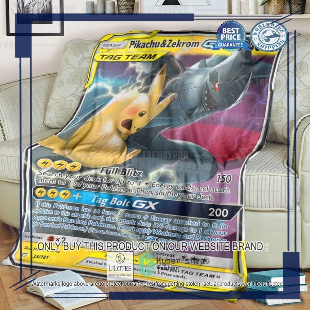 Pikachu & Zekrom-GX Team Up Pokemon Blanket - LIMITED EDITION 8