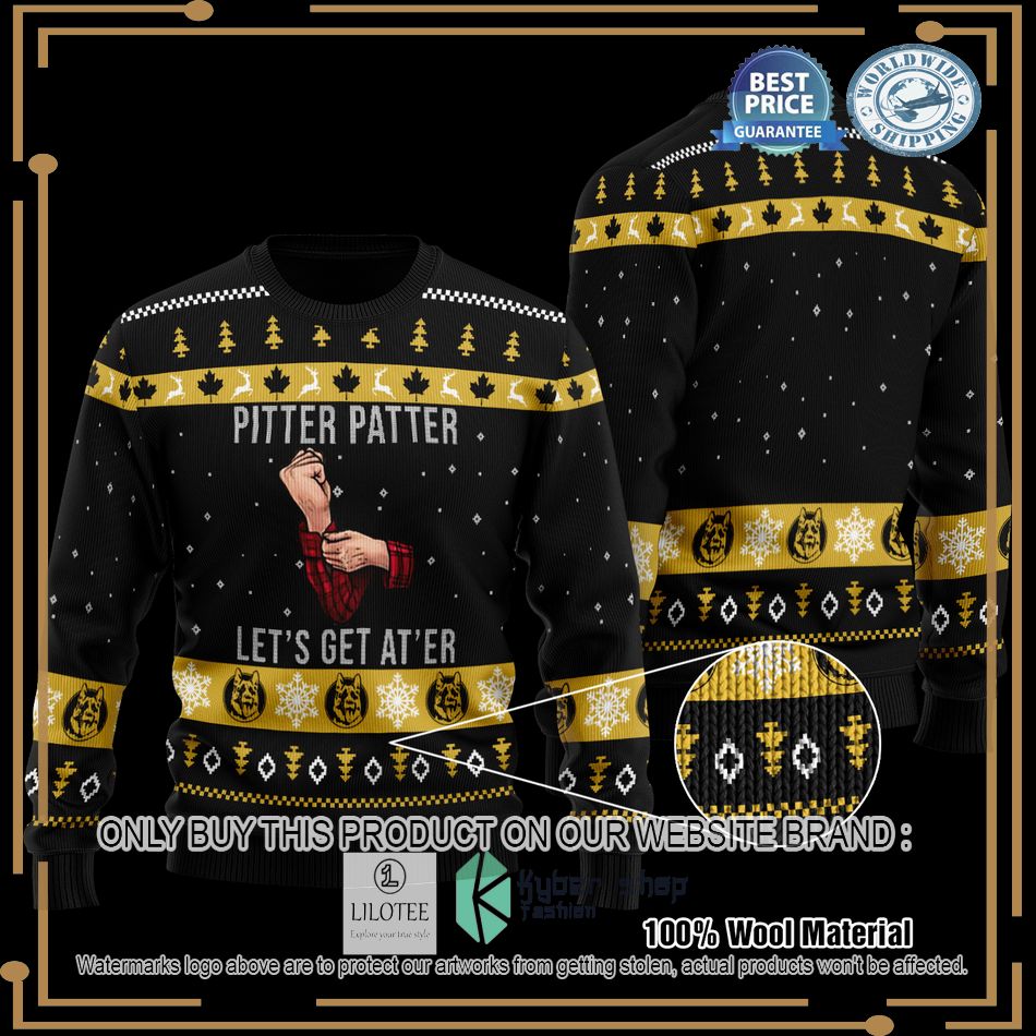 pitter patter lets get ater black christmas sweater 1 80473