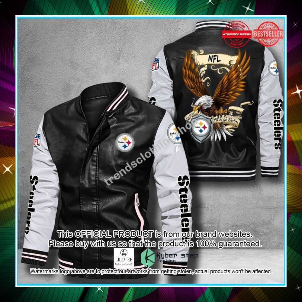 pittsburgh steelers nfl eagle leather bomber jacket 1 204