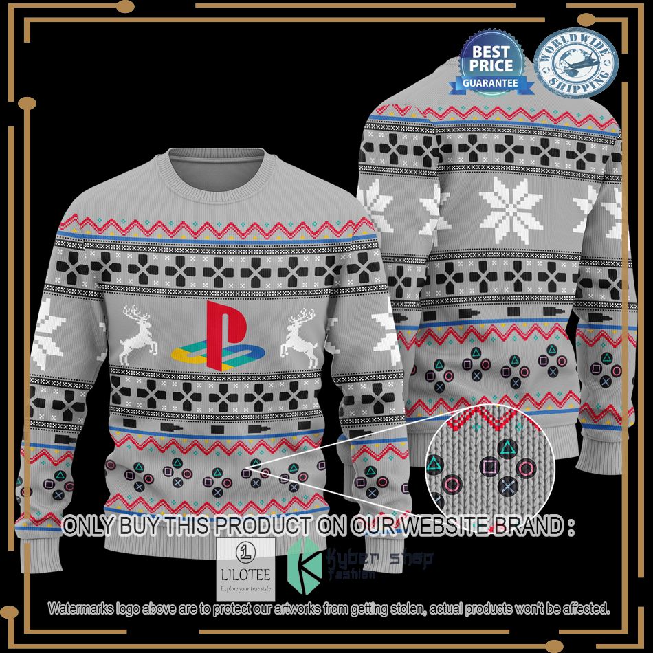 playstation console grey christmas sweater 1 30320