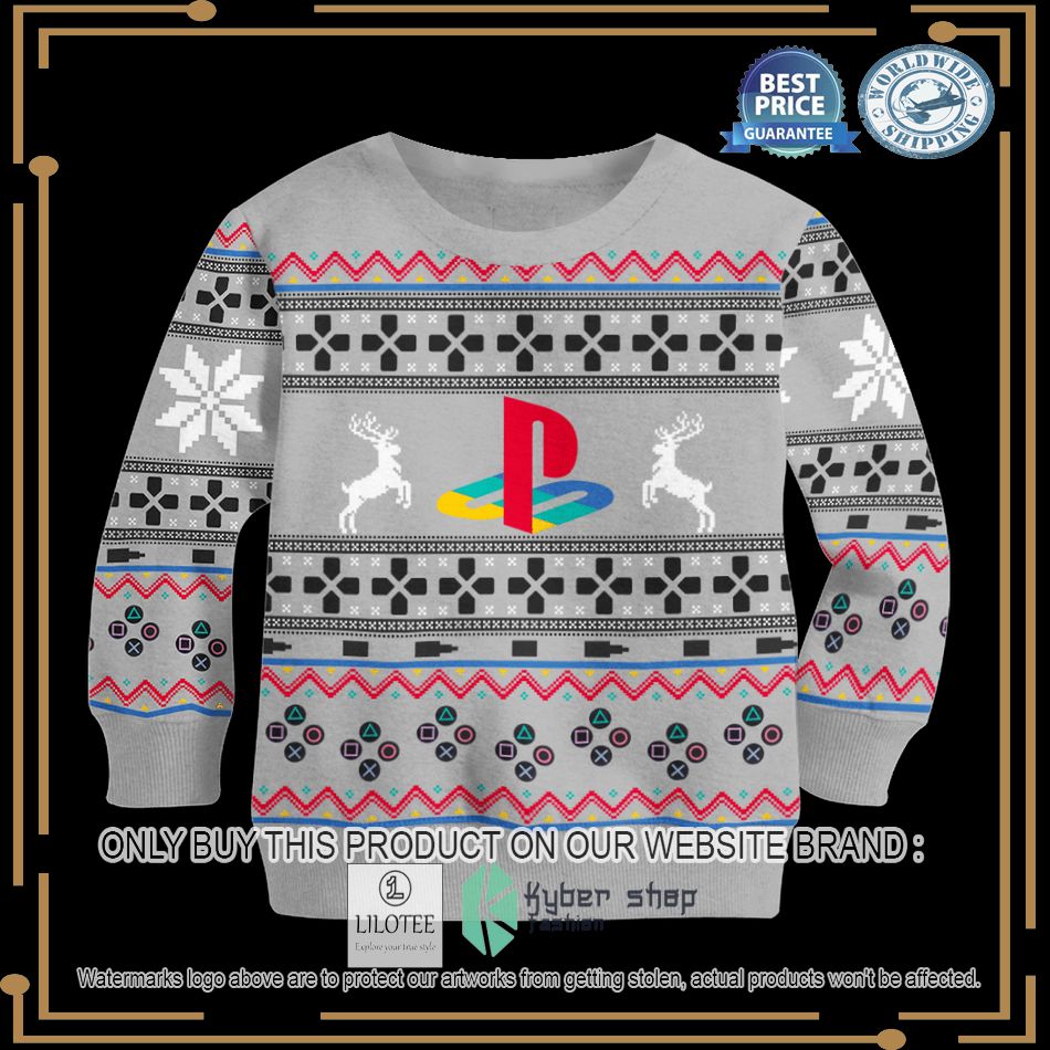 playstation console grey christmas sweater 2 36972