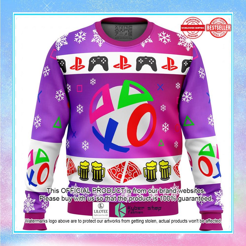 playstation neon christmas sweater 1 344