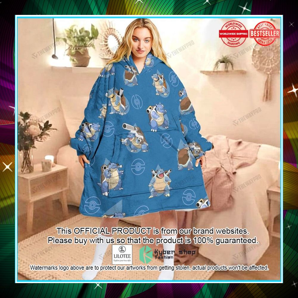 pokemon blastoise blue oodie blanket hoodie 1 804