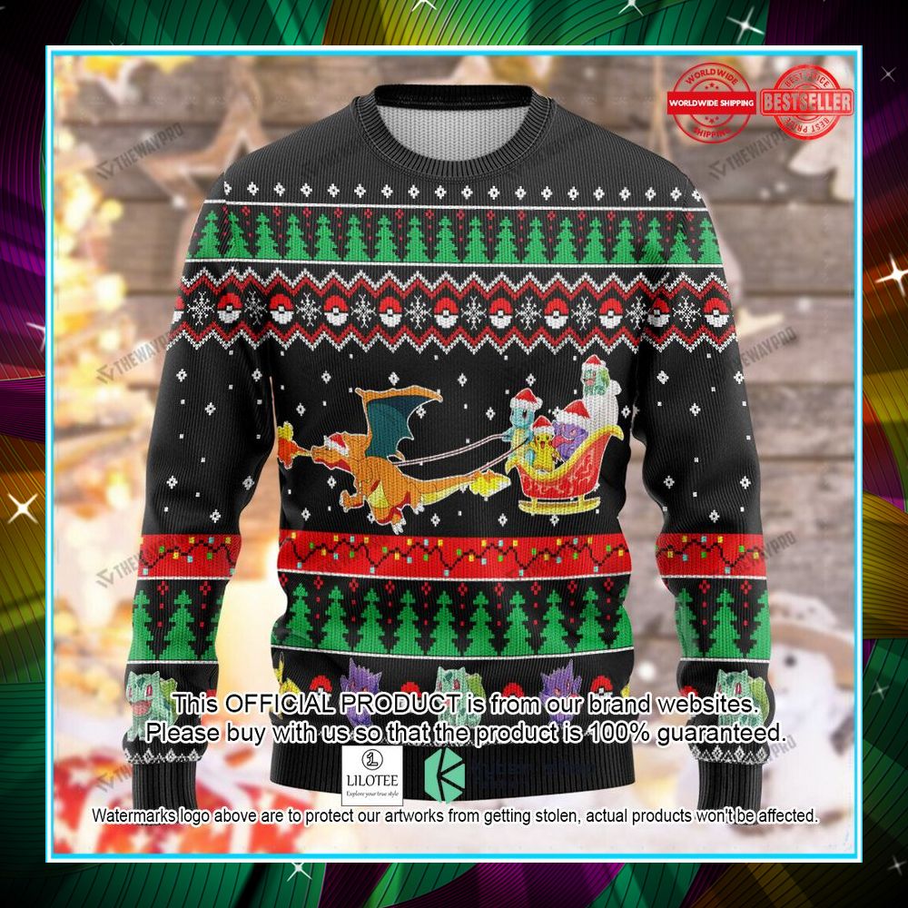 pokemon charizard flying sleigh christmas sweater 1 200