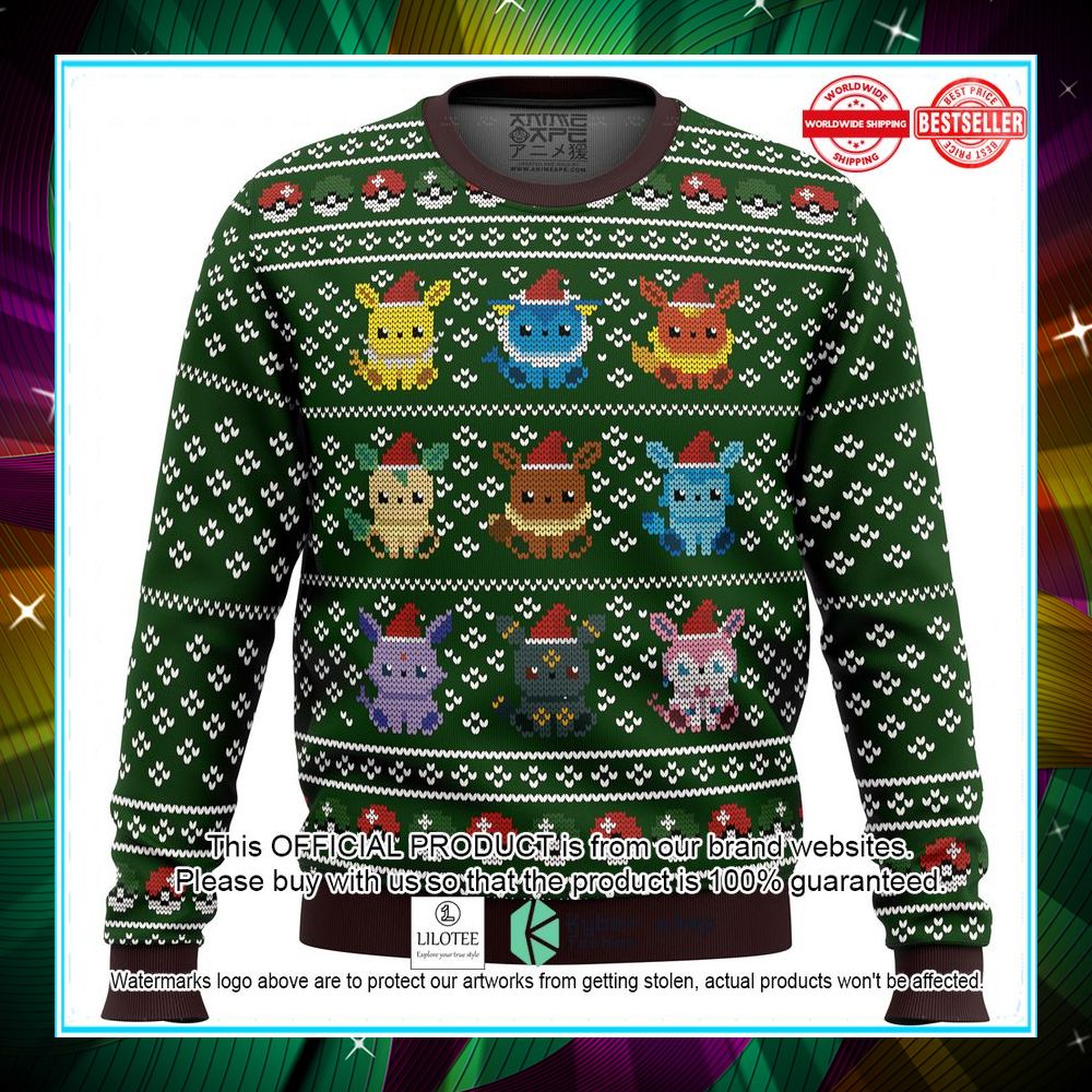pokemon eevee eeveelutions green sweater 1 339