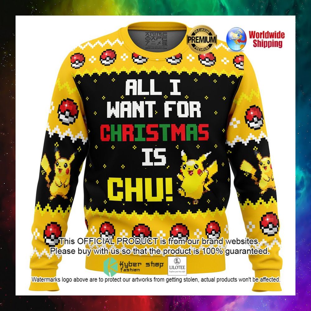 pokemon pikachu all i want for is chu christmas sweater 1 34