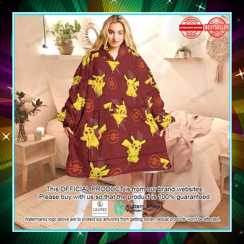 pokemon pikachu red oodie blanket hoodie 1 918