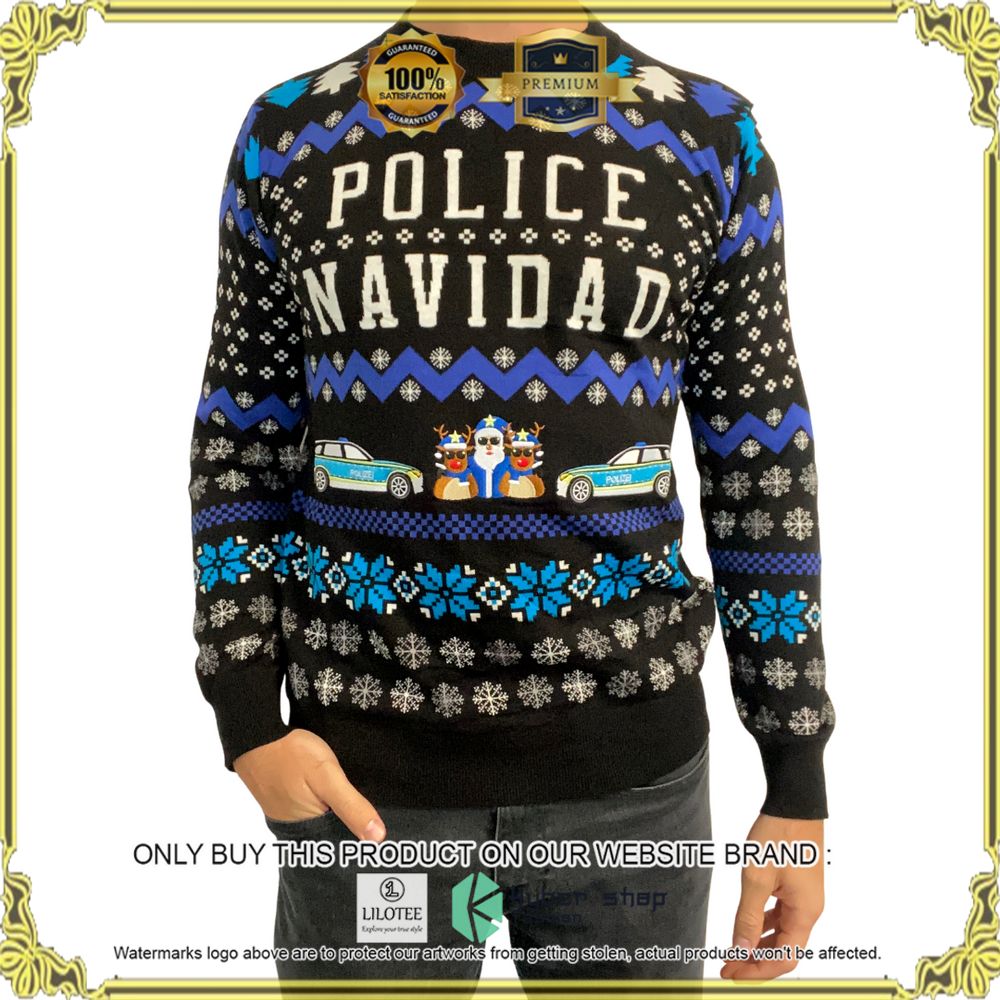 Police Navidad Blue Black Christmas Sweater - LIMITED EDITION 15
