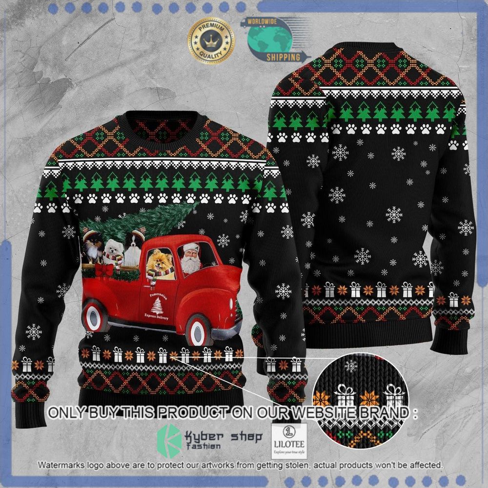 pomeranian santa claus christmas sweater 1 45967