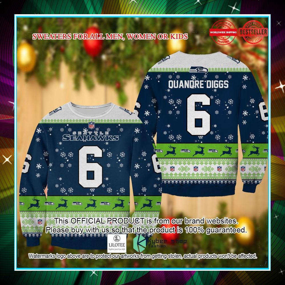 quandre diggs seattle seahawks christmas sweater 1 275