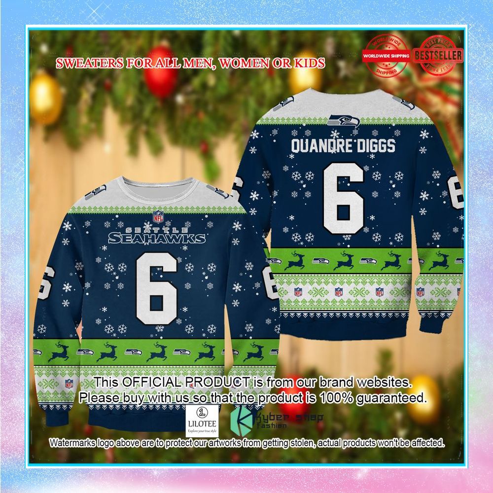quandre diggs seattle seahawks christmas sweater 1 778