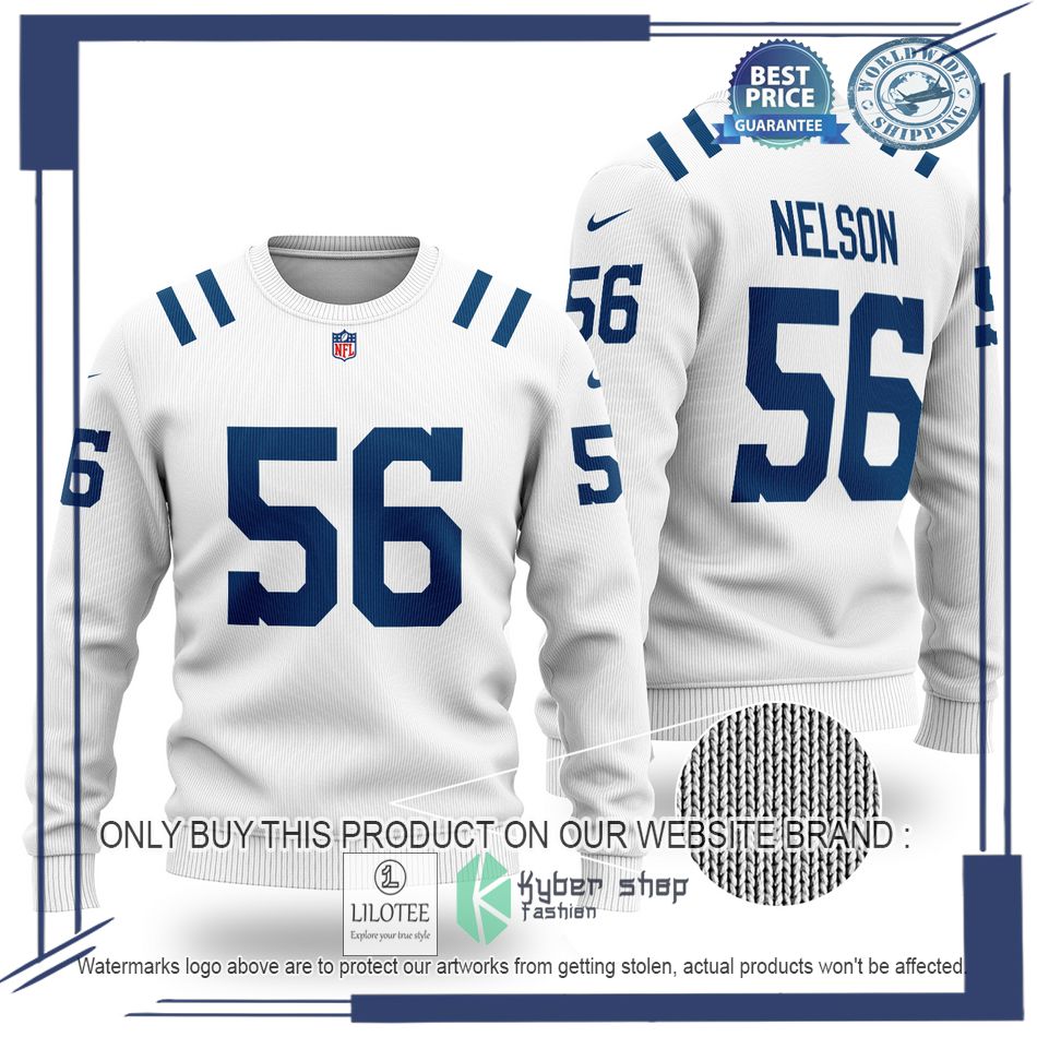 quenton nelson 56 indianapolis colts nfl white wool sweater 1 82034