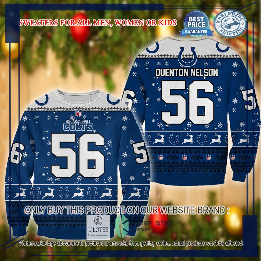 quenton nelson indianapolis colts christmas sweater 1 13023