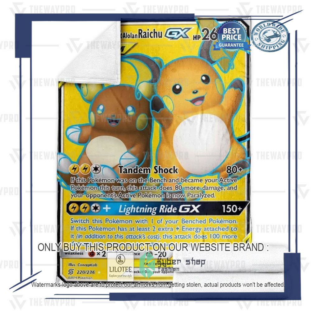 Raichu & Alolan Raichu-GX Pokemon Blanket - LIMITED EDITION 3 Raichu & Alolan Raichu-GX Pokemon Blanket - LIMITED EDITION - Image 3