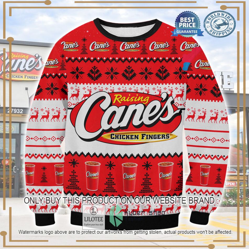 raising canes chicken fingers ugly christmas sweater 1 34124