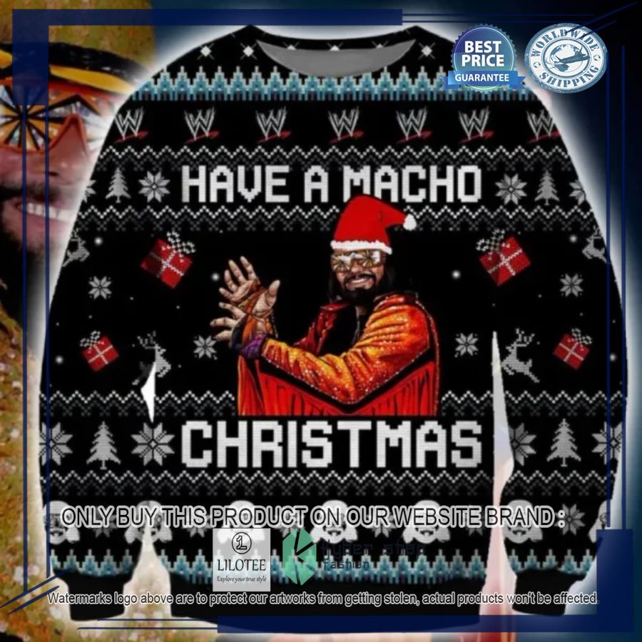 randy savage have a macho christmas black christmas sweater 1 27432