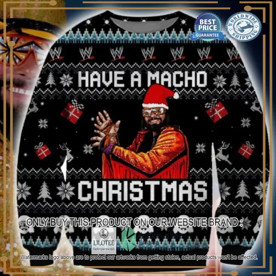 randy savage have a macho christmas black christmas sweater 1 84543