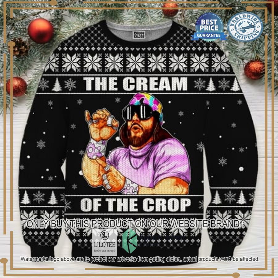 randy savage macho man the cream of th crop black christmas sweater 1 23554