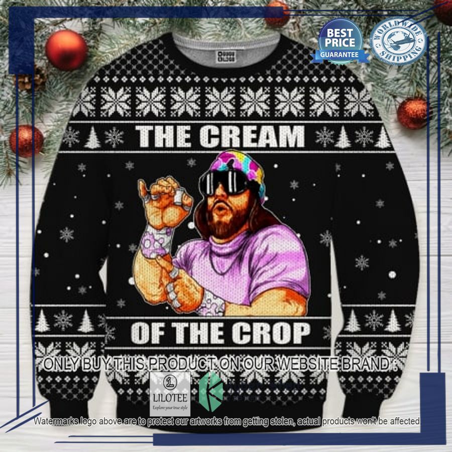 randy savage macho man the cream of th crop black christmas sweater 1 37703