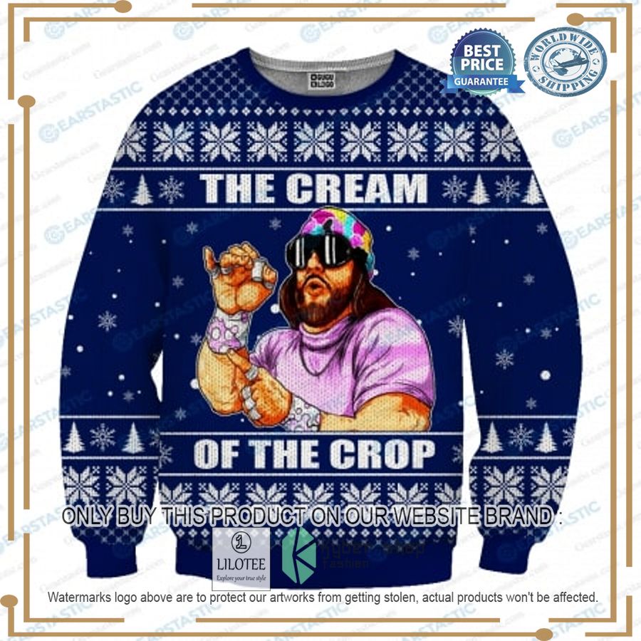 randy savage macho man the cream of th crop blue christmas sweater 1 30283