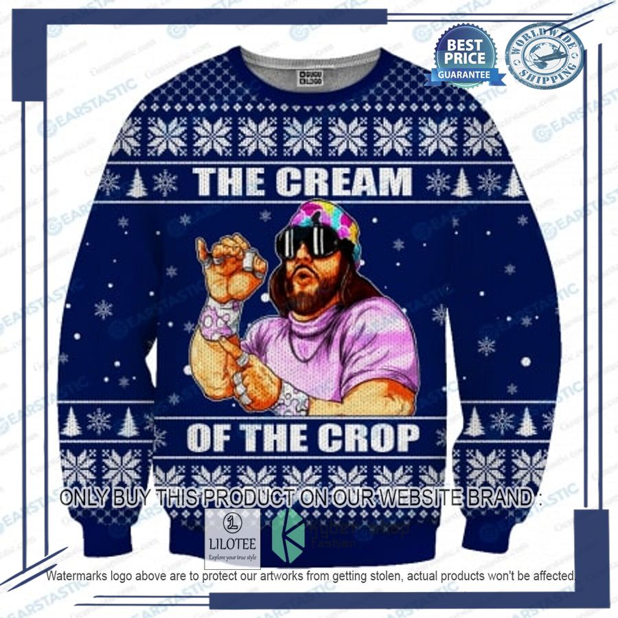 randy savage macho man the cream of th crop blue christmas sweater 1 75855
