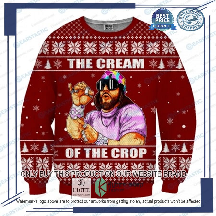 randy savage macho man the cream of th crop red christmas sweater 1 23410