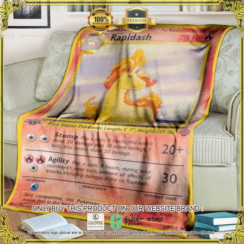 Rapidash 1st Edition Custom Pokemon Soft Blanket - LIMITED EDITION 9