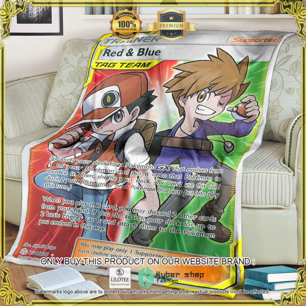 Red and Blue Trainer Custom Pokemon Soft Blanket - LIMITED EDITION 7