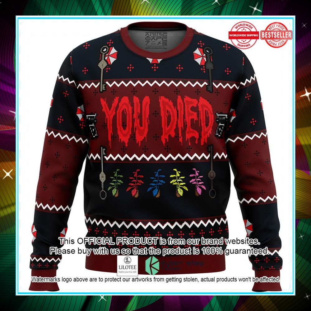 resident evil you died ugly sweater 1 187
