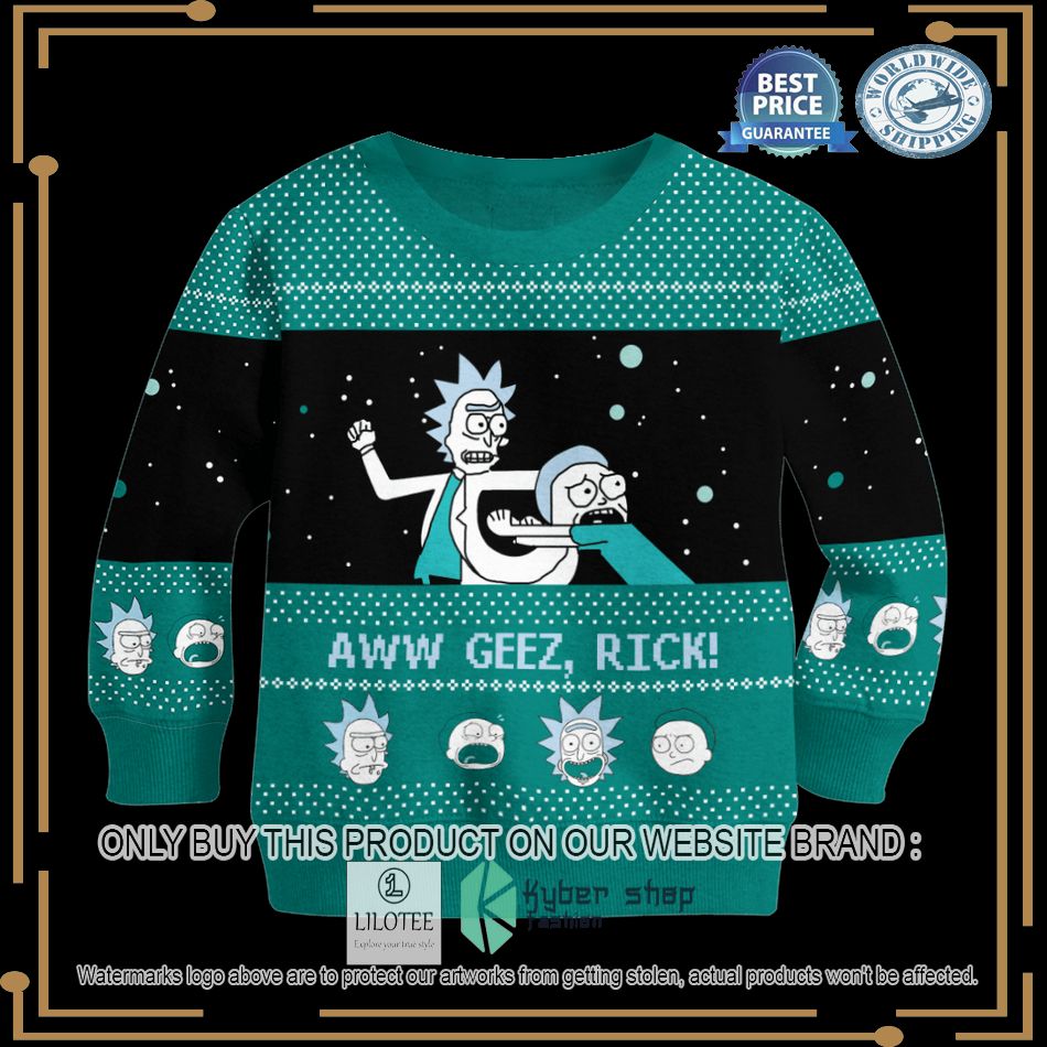 rick and morty aww geez rick christmas sweater 2 34632
