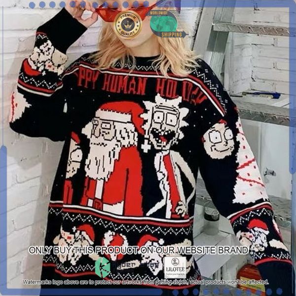rick and morty happy human holiday woolen knitted sweater 1 24713