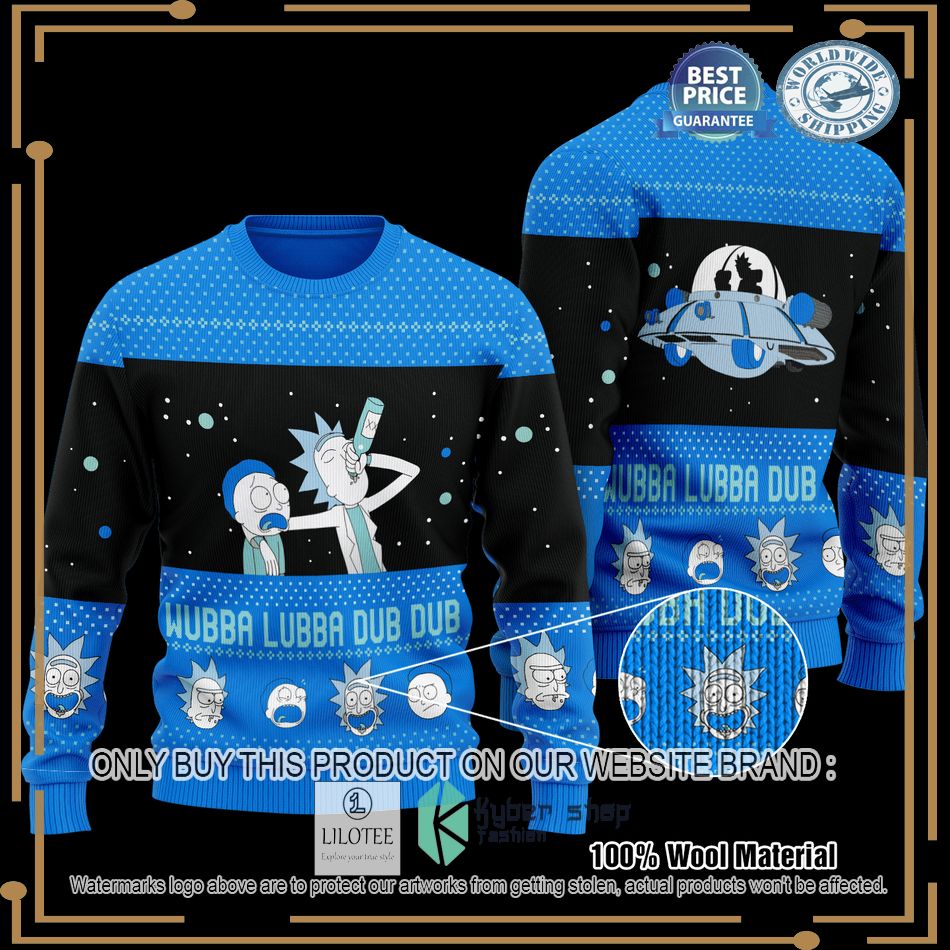rick and morty wubba lubba dub dub christmas sweater 1 45570