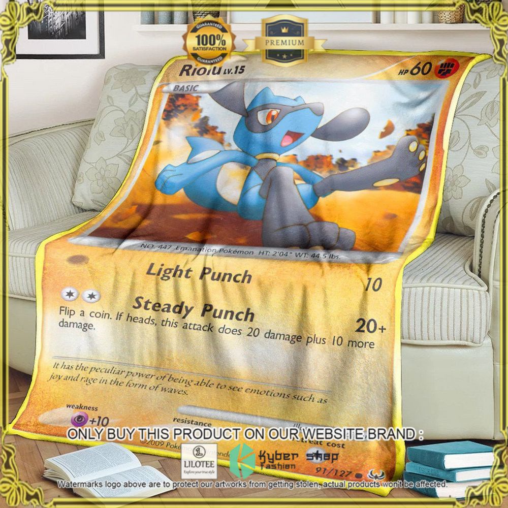 Riolu Platinum Custom Pokemon Soft Blanket - LIMITED EDITION 9