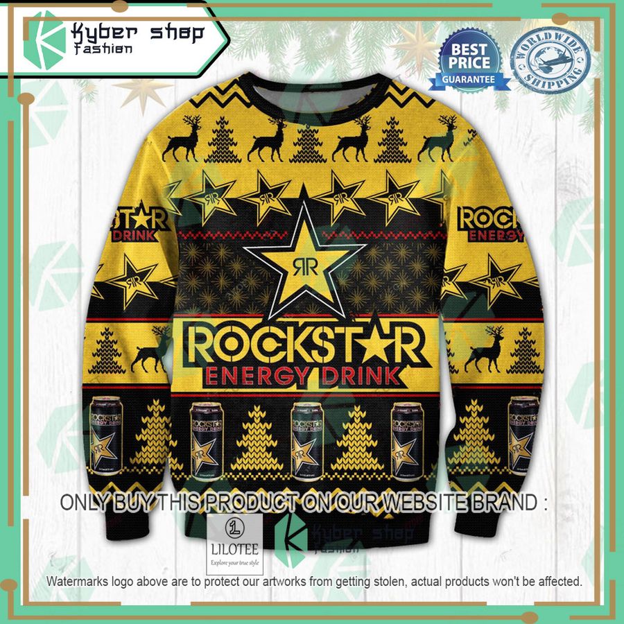 rockstar energy drink ugly christmas sweater 1 17655