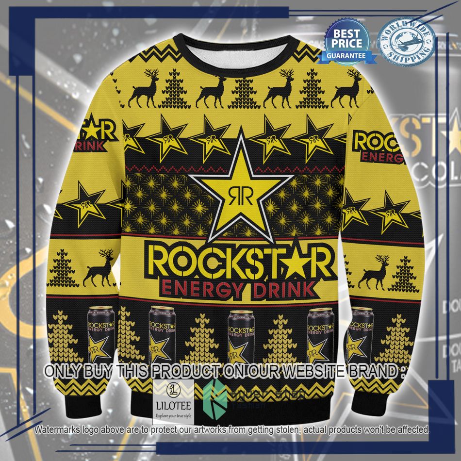 rockstar energy drink ugly christmas sweater 1 79988