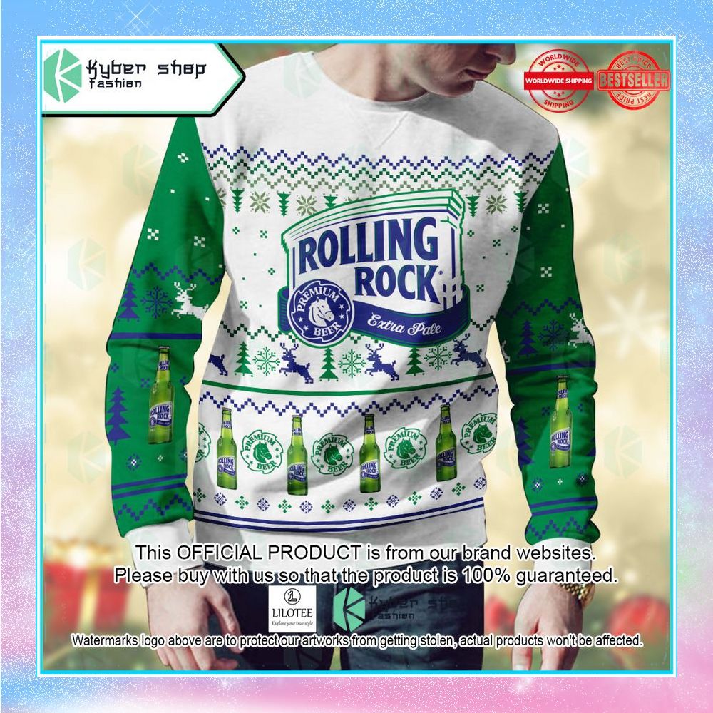 rolling rock extra pale christmas sweater 2 746