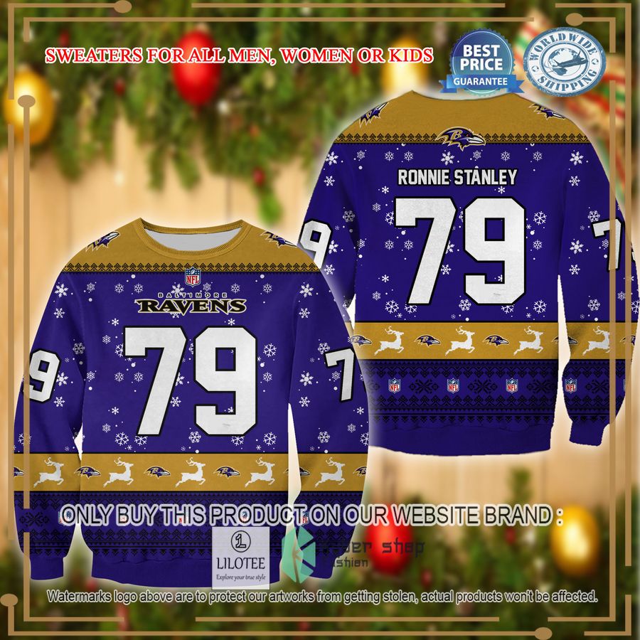 ronnie stanley baltimore ravens christmas sweater 1 32566