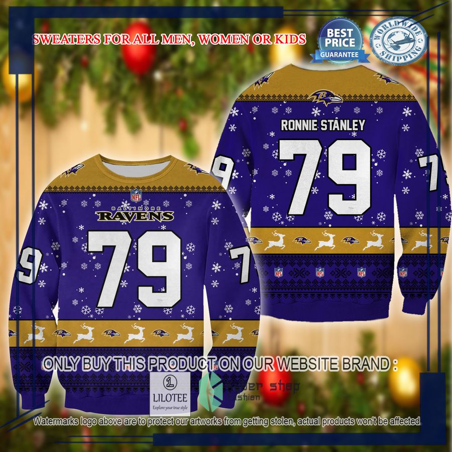 ronnie stanley baltimore ravens christmas sweater 1 70281