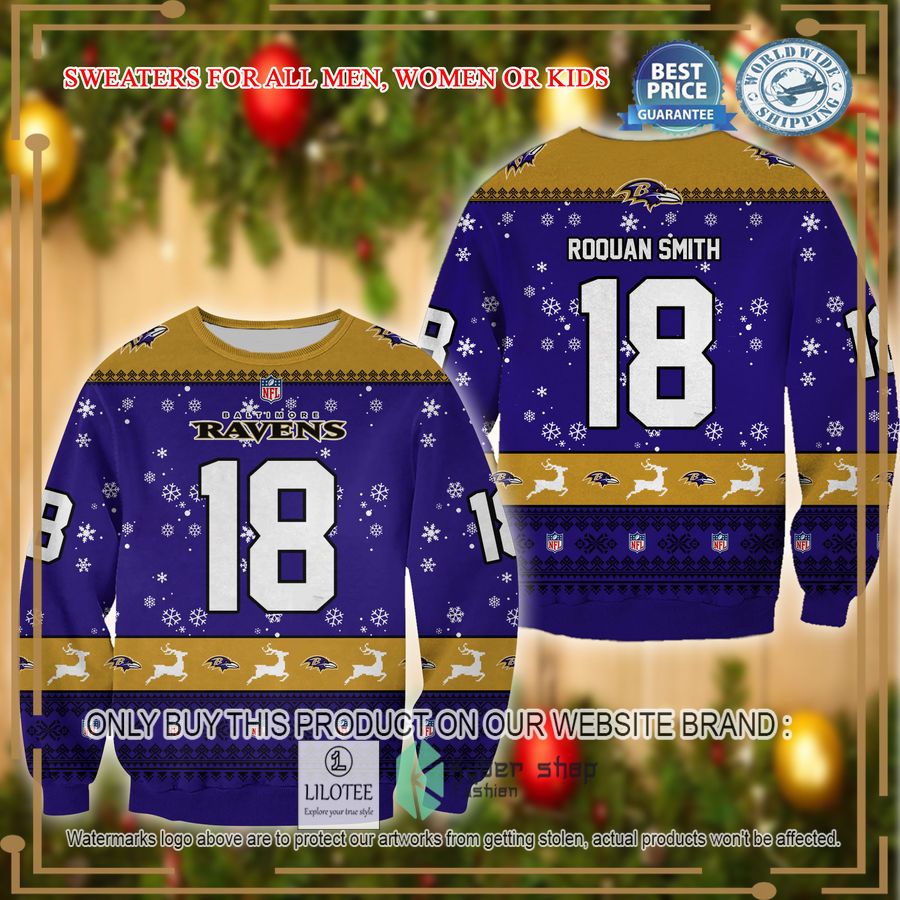 roquan smith baltimore ravens christmas sweater 1 4882