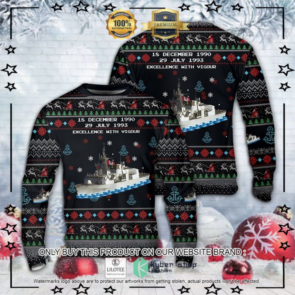 royal canadian navy hmcs toronto ffh 333 black christmas sweater 1 62007