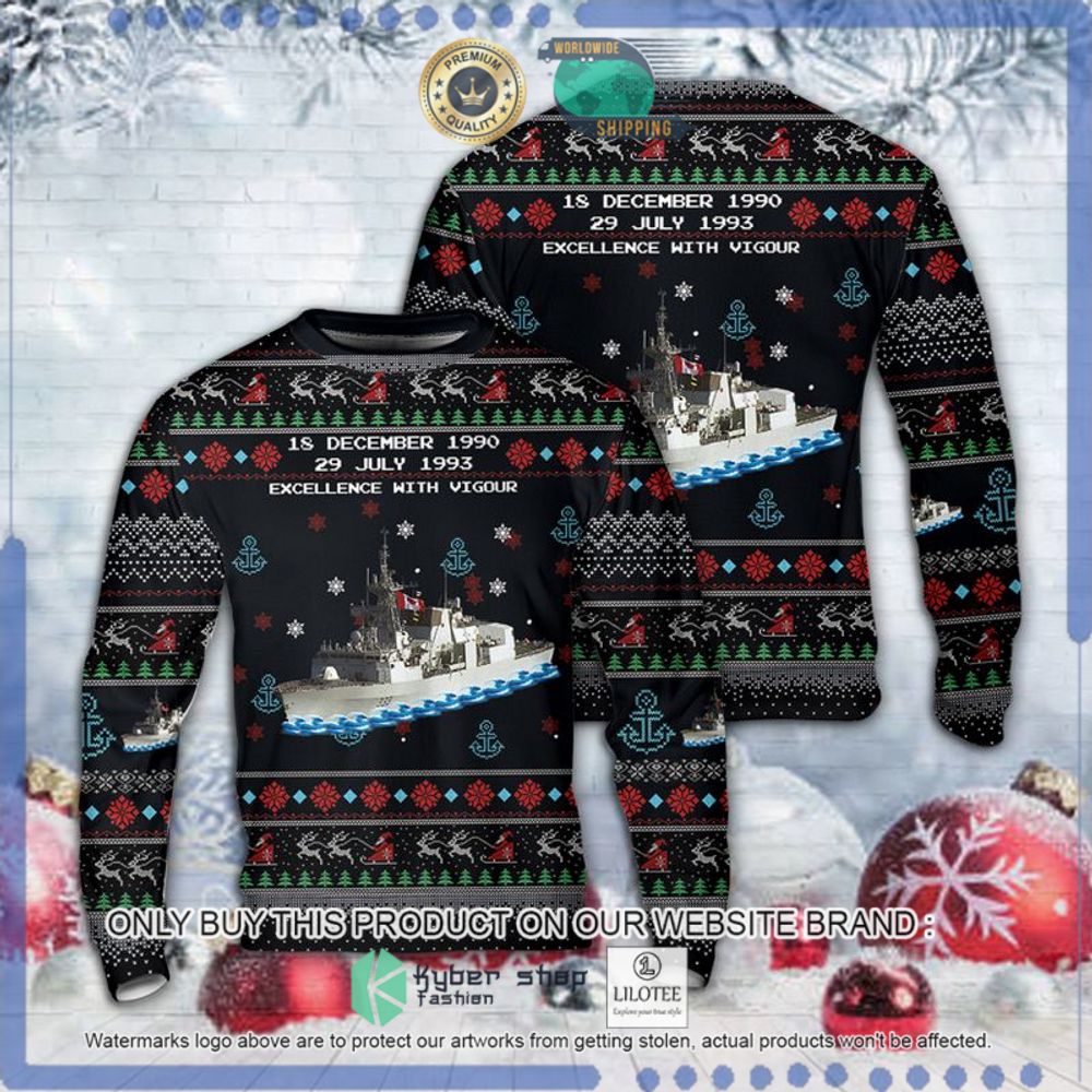 royal canadian navy hmcs toronto ffh 333 black christmas sweater 1 86937