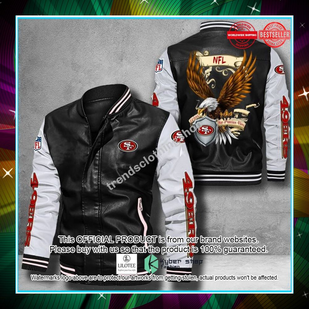 san francisco 49ers nfl eagle leather bomber jacket 1 674