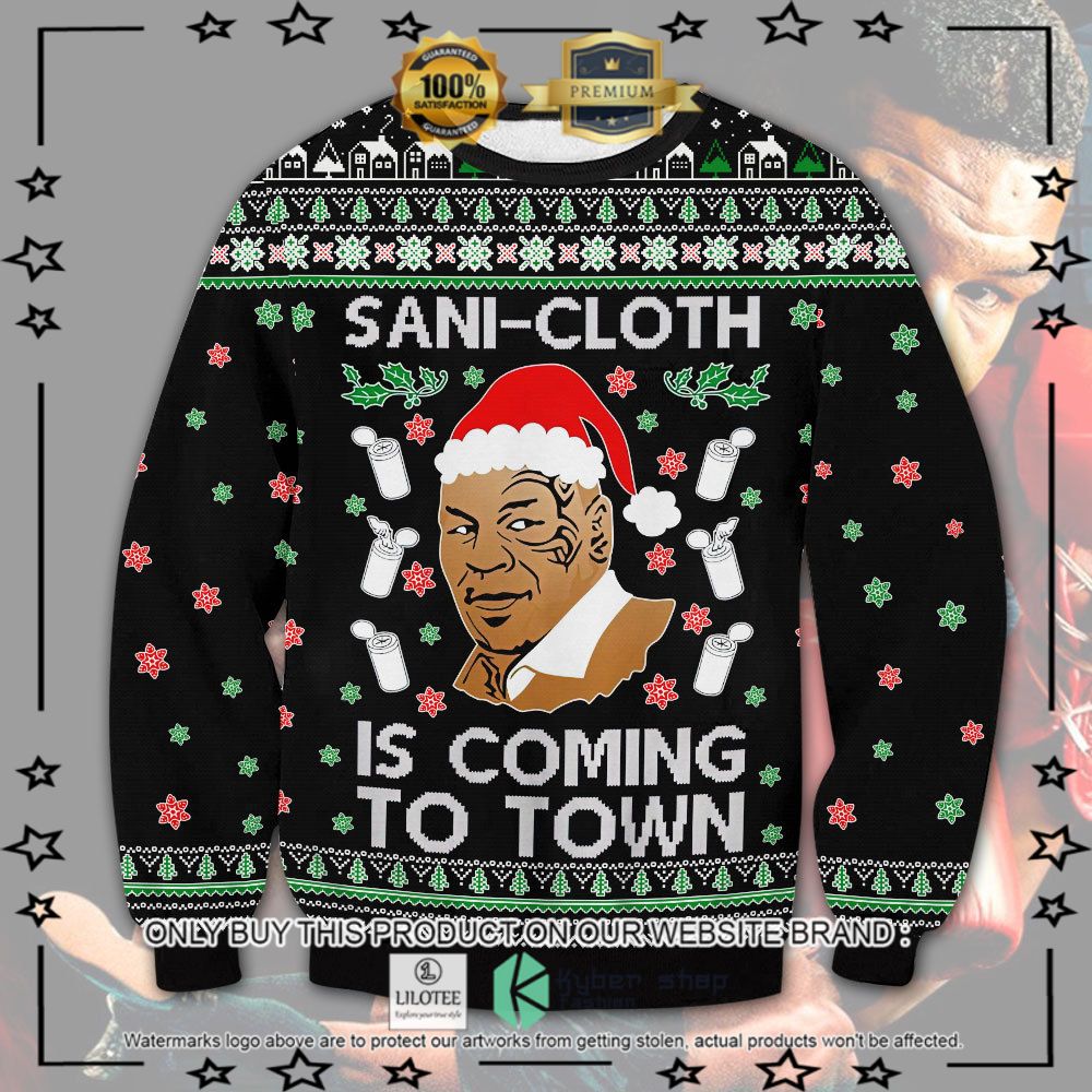 sani cloth is coming to town mike tyson christmas sweater 1 65357