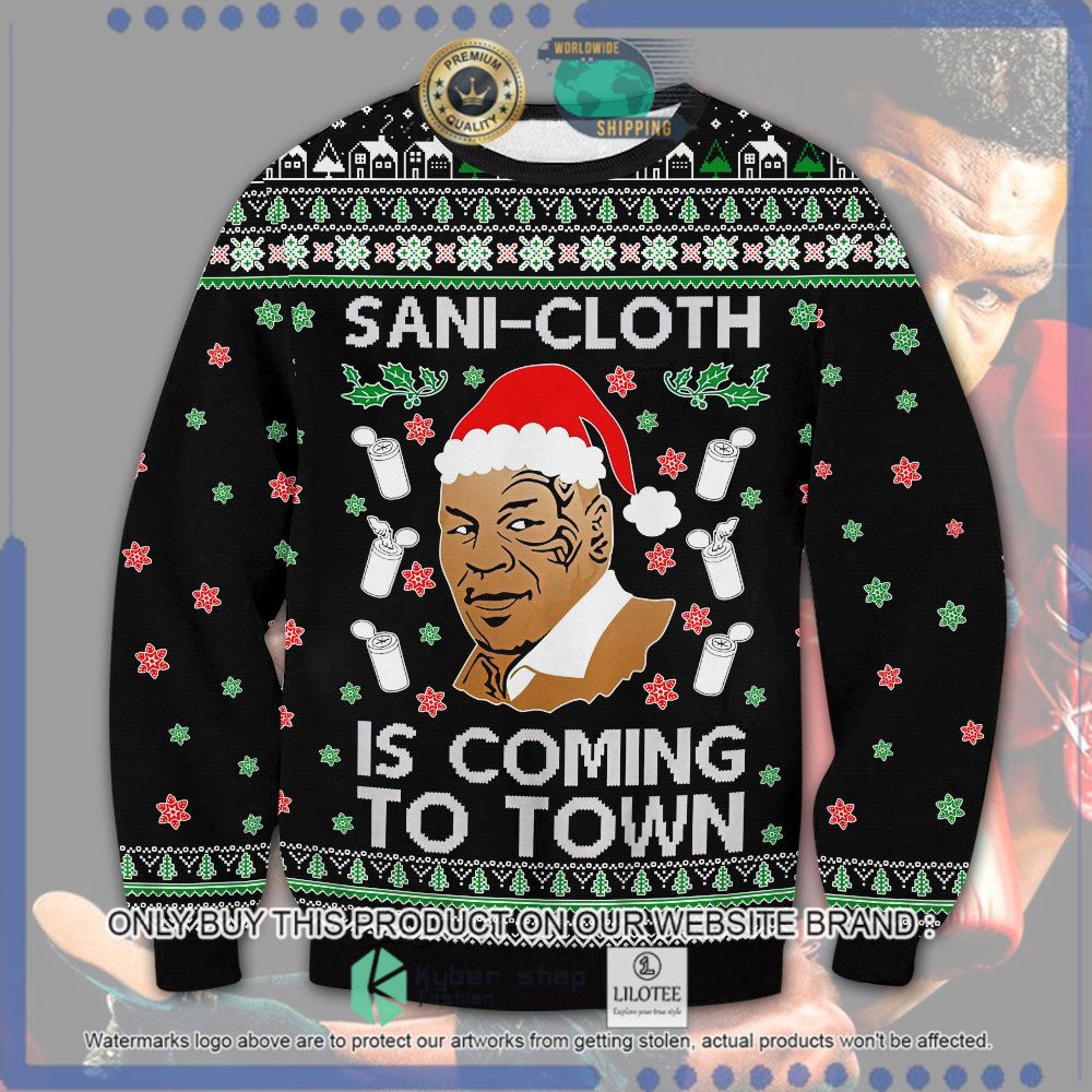 sani cloth is coming to town mike tyson christmas sweater 1 8792