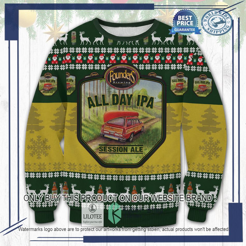 santa claus founders all day ipa ugly christmas sweater 1 17548